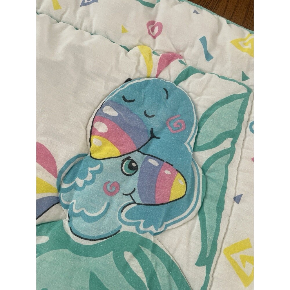 Vintage 80s 90s Gerber Baby Quilt Blanket Pastel Jungle Baby Mommy Animal Print - Picture 7 of 8
